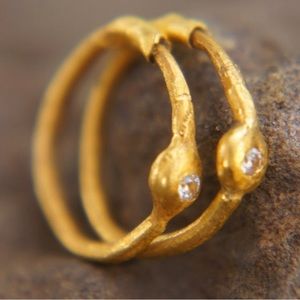 Handmade Diamond 24k Gold Tiny Hoops
